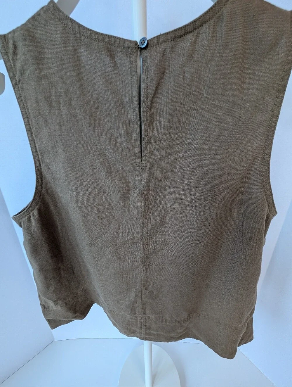 Madewell Olive Green Sleeveless Linen-Blend Crop Tank - Picture 5 of 8